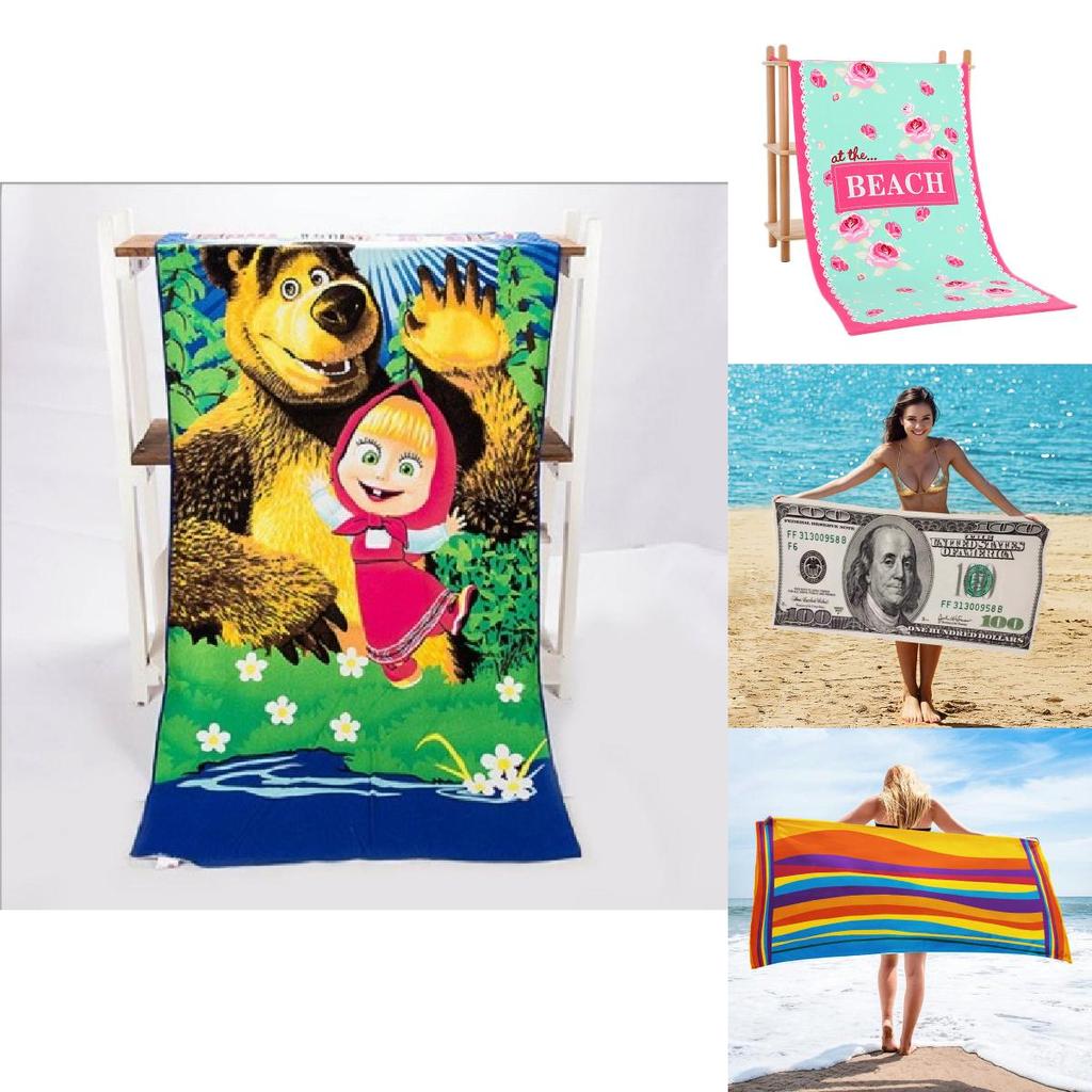 Microfiber Beach Towel With Active Print Fast Drying For Adults