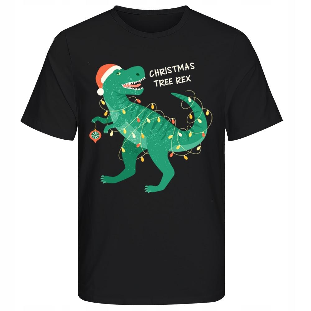 Koszulka Świąteczna Dinozaur Christmas Dino Prezent Mikołajki Klasowe L