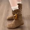 Height-increasing Retro Pendant Short Boots for Women~ 2025 Autumn New Versatile Tassel Beaded Flat Pile Small Short Boots for Women