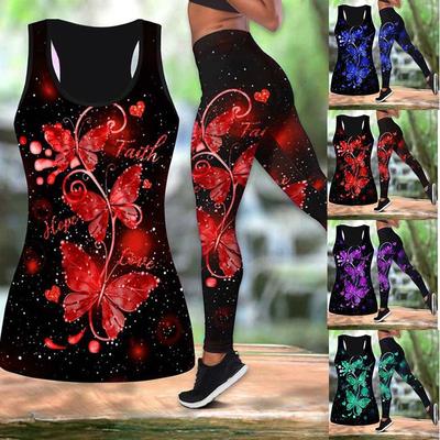 Yoga-Outfit mit Schmetterlingsblatt-Aufdruck für Damen, modische 3D-gedruckte Workout-Leggings, Fitness, Sport, hohe Taille, lässige Yoga-Hose
