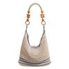 Holiday style woven bag women's 2025 new knitted hollow shoulder bag fashionable large-capacity messenger bag beach bag