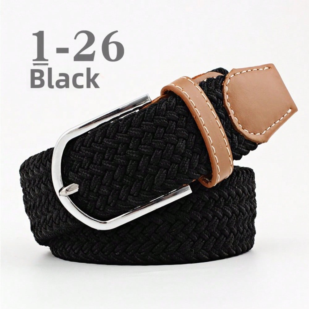 Ladies Belt, Men's Elastic Belt, Casual Elastic Knitted Pin Buckle Belt