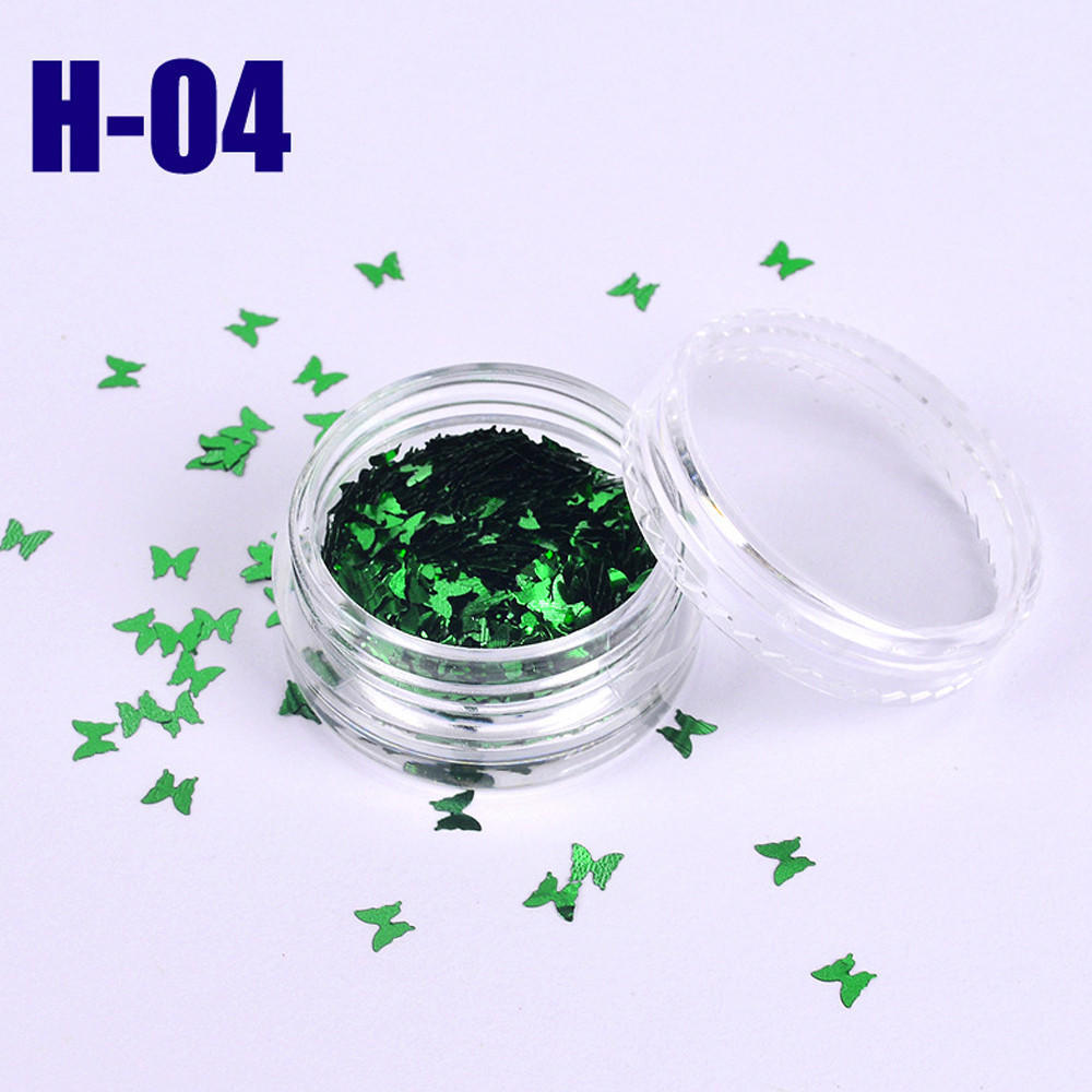 12Color Nail Flash Discoloration Nail Decoration Butterfly Sequins