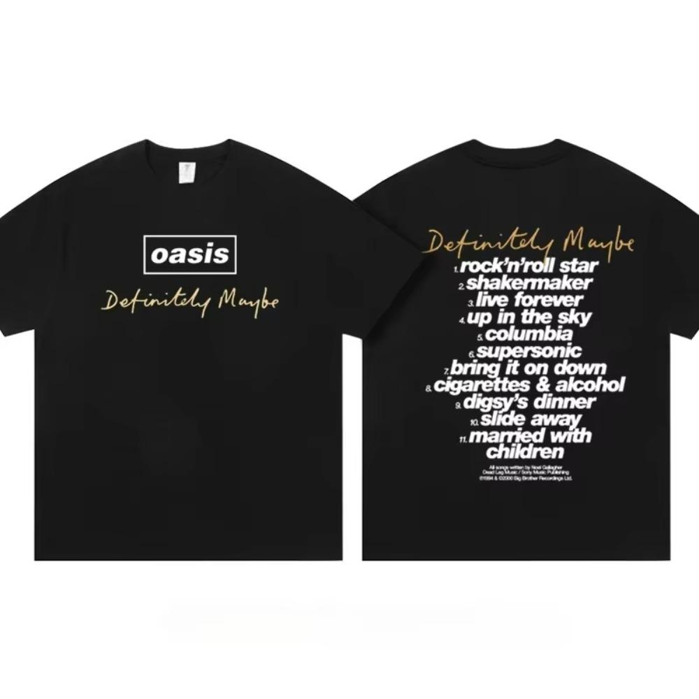Classic Nostalgic Oasis Band Rock Cool Retro Men's Pure Cotton Personalized T-shirt Loose Casual Versatile Couple Style