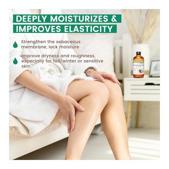 PHATOIL Argan Oil 118ml 100% Natural Cold Pressure Massage Oil for Hair, Face and Body Moisturizing Body Oil Carrier Oil Unscented