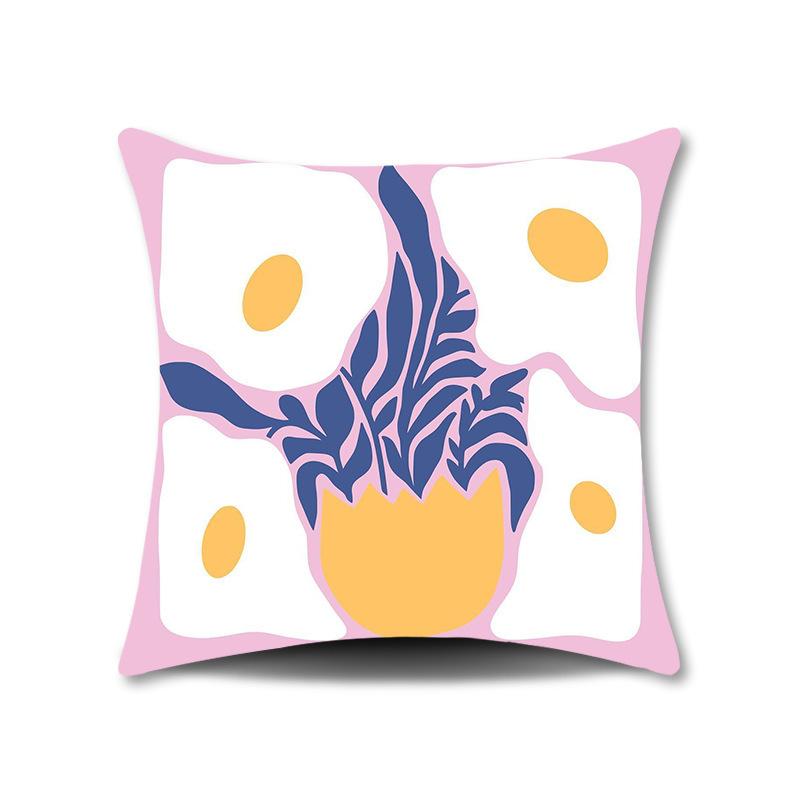 Spring Flower Print Pillow Cover for Home Living Room Sofa Cushion Cover Linen Print Cushion Cover