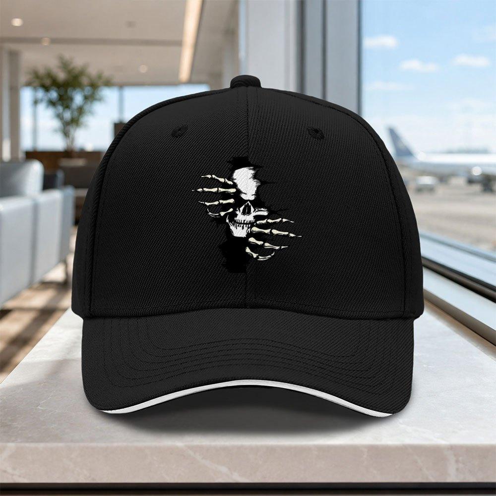 Adjustable Torn Skull Baseball Cap Lightweight Unisex Printed Hat for Outdoor Weddings Parties