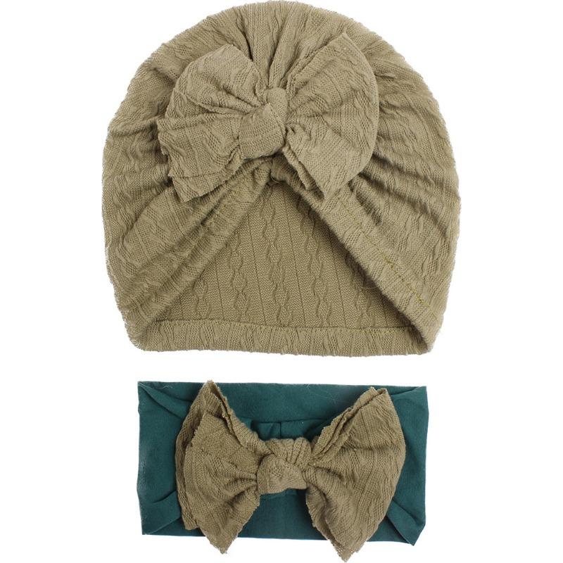 Summer New Baby Jacquard Hat Headband Set, Bow Headband Combination, Girl Cute Hat