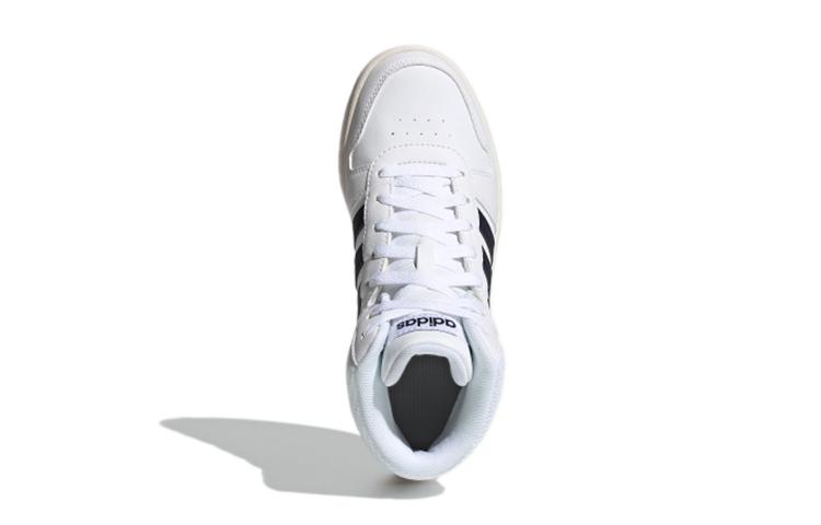 adidas Neo Hoops 2.0 K Synthetic Leather Abrasion Resistant Mid Top Kids' Skateboarding Shoes White Black Kids' FY7700