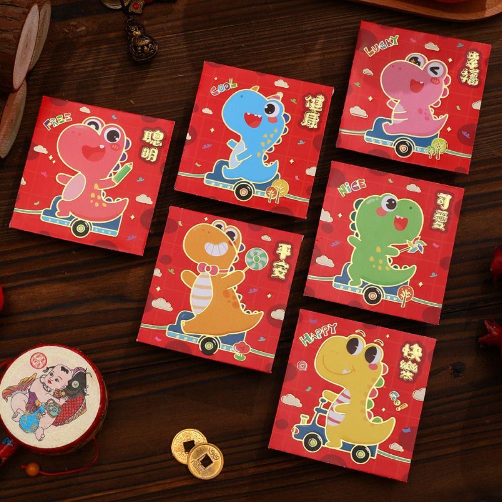 

Luck Money Bag Money Pocket Dragon Pattern Money Bags 6Pcs/set HongBao Celebration Party 8.8cmx9.1cm-3