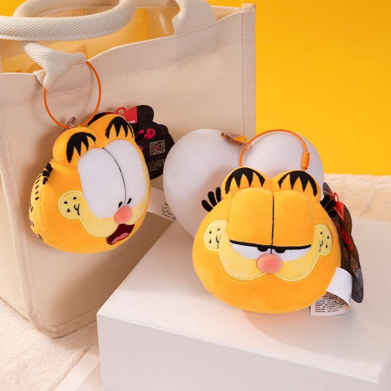 Fashnics Unisex Original Garfield Soft Plush Toys Keychain Cute Anime Cat Stuffed Animals Peluche Dolls Kawaii Cartoon Garfield Pendant Gifts