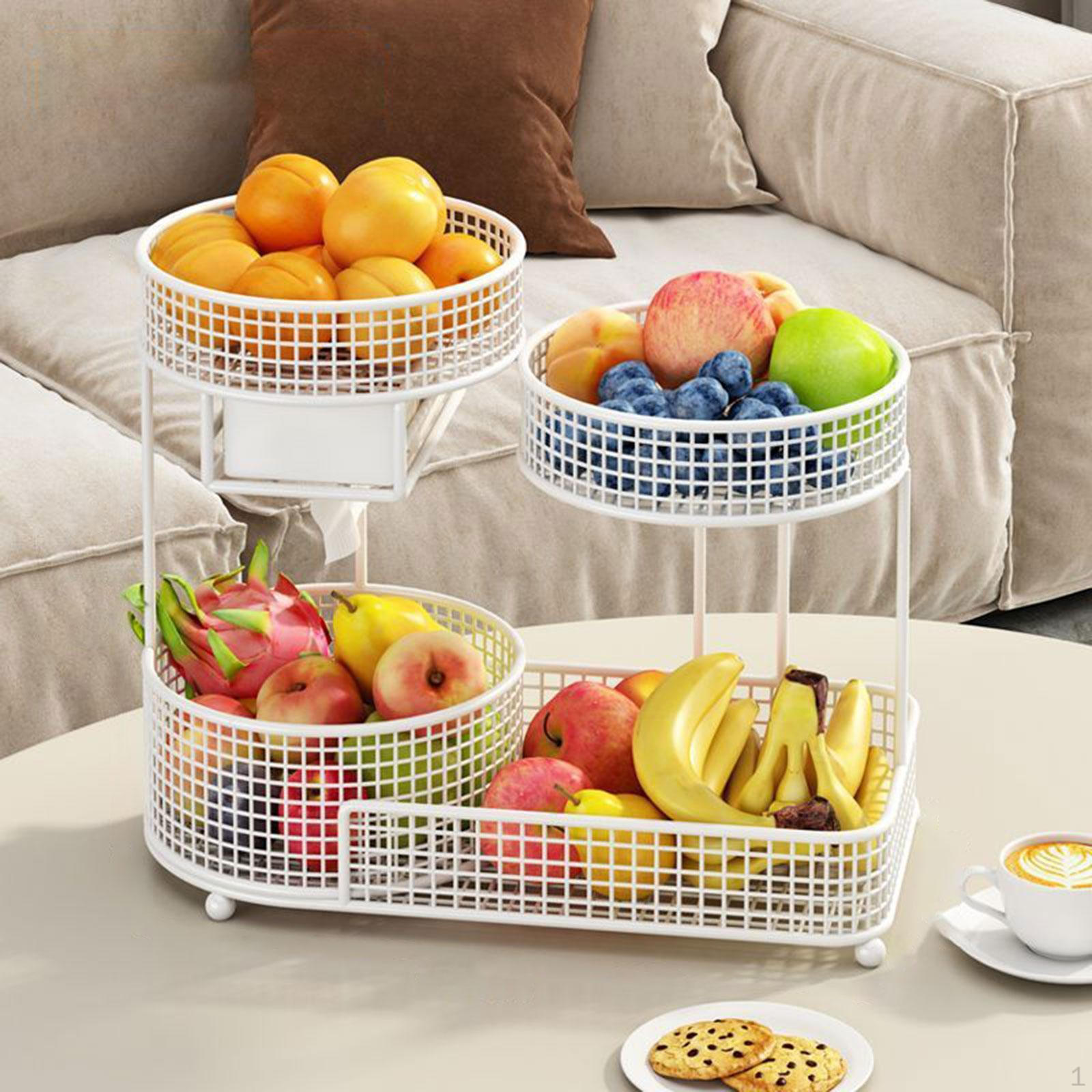 

Fruit Basket 3 Tiers Iron Storage Stand for Party Counter Dining Table Black белый