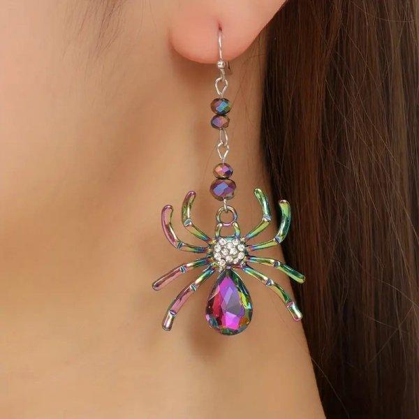 Halloween Black Widow Spider Tassel Dangle Earrings For Women Gothic Witchy Animal Long Earring Dark Aesthetic Costume Jewelry