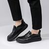 European Station Crooked Head Leather Shoes Men's 2025 Autumn New Platform Loafers Men's Casual Foot Shoes Doudou Tide