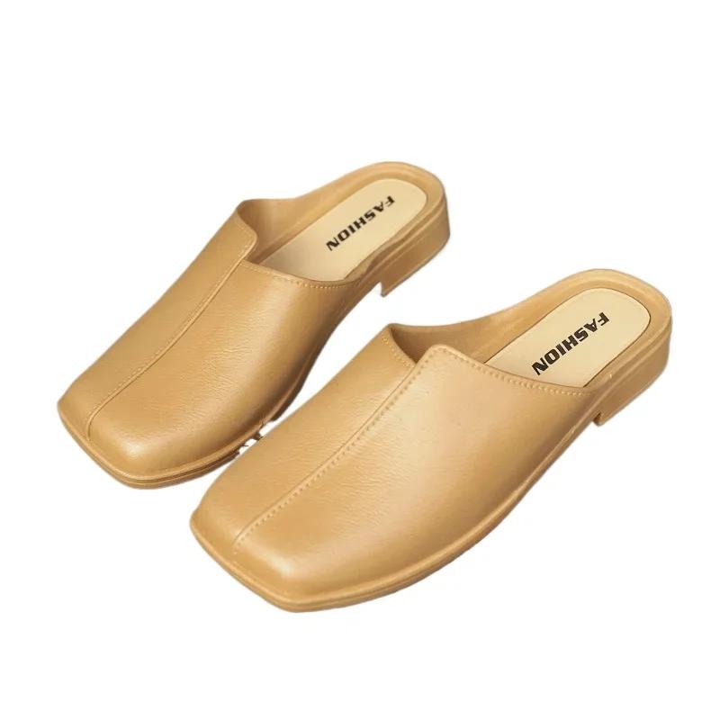 Fashion Ladies Shoes On Offer 2025 New Hot Sale Slippers Women Fashion Solid Daily High Quality Women's Square Toe Flat Casual Slippers
