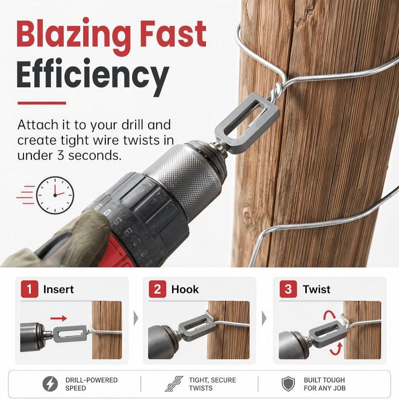 Tie Wire Twister Tools 3-5mm Iron Wire For Twist Ties Fixing Chain Link Fence Triangle Shank Drill Chuck Electrical Drill Tools