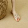 Chic Women's Rivet Slippers: 2025 Summer Fashion, Flat Bottom, Stylish Single Strap for Outdoors & Beach
