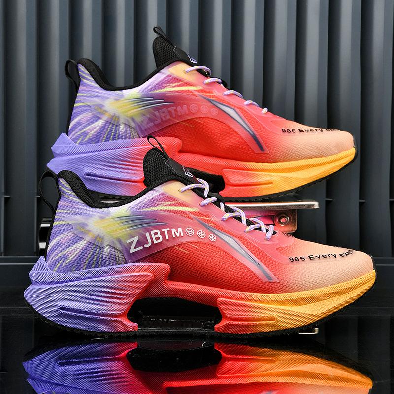 

New student carbon plate popcorn running shoes, marathon non-slip and shock-absorbing running shoes, high school entrance examination helps sports 45 оранжевый