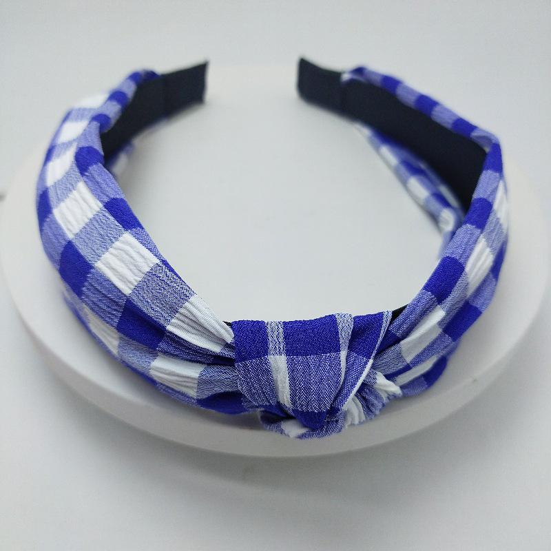 

Узкая клетчатая повязка на голову с широкими полями, аксессуар для волос для женщин синий/кобальтовый