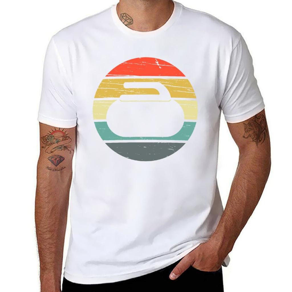 Curling Vintage Retro Tshirt Lightweight Casual Summer Tshirt