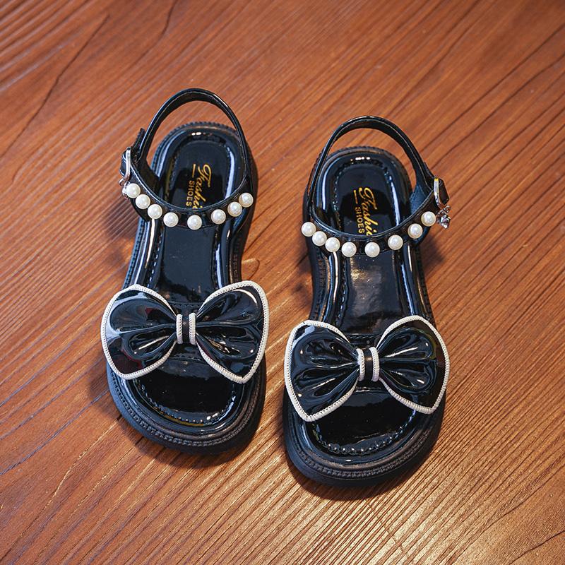 Barn Flickor Sandaler Enkla Halkfria Plattform Pärlor med Rosett Halkfria Rosa Prinsessa Fest Bröllop Visningar Skor Barn Öppen tå