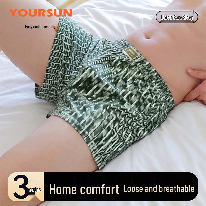 Yiershuang Men s 2026 Pure Cotton Printed Boxer Shorts 3-Pack 3XL