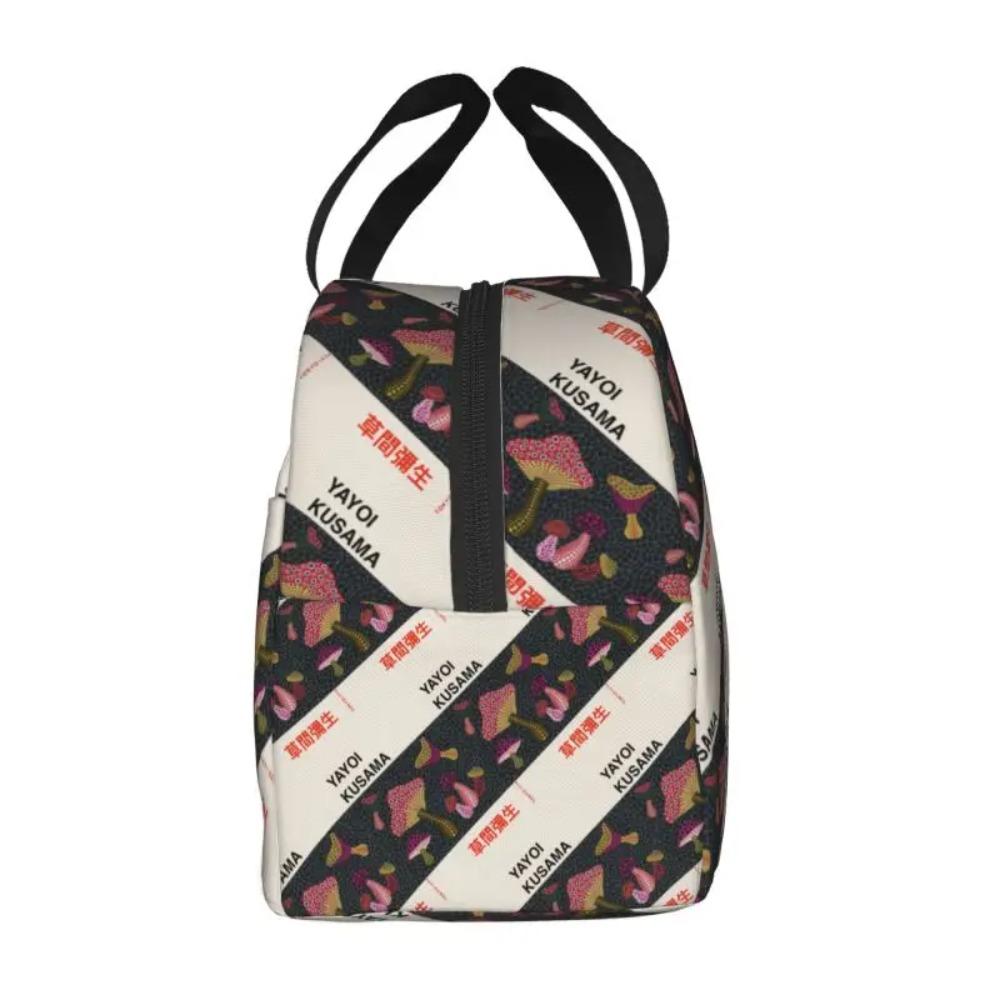Custom Mushroom Yayoi Kusama Portable Lunch Box for Multifunction Cooler Thermal Insulated Lunch Bag School Children Student
