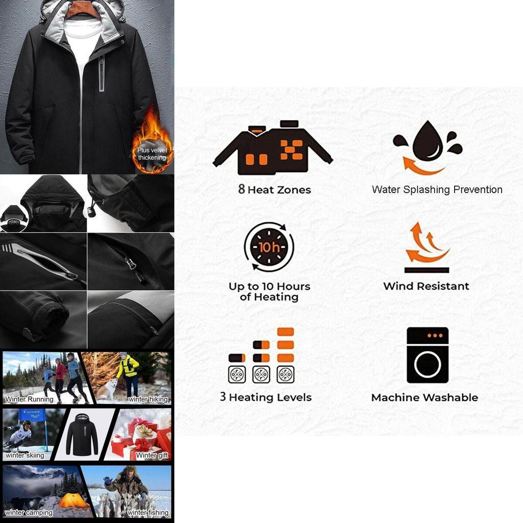 Luxurious Usb Electric Heated Coat With Hooded Jacket For Ultimate Winter Warmth
