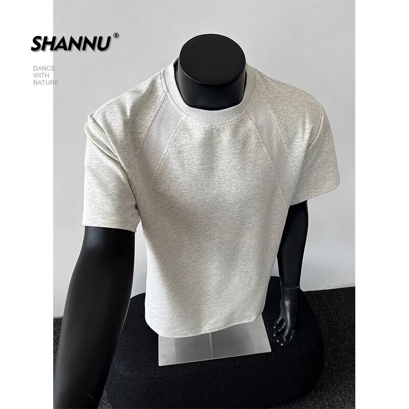 SHANNU Men s Heavyweight Cotton Blend Short Sleeve T-Shirt 4XL