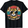 Ich tue, was ich will Coole Katze Sonnenbrille Vintage Sonnenuntergang T-Shirt