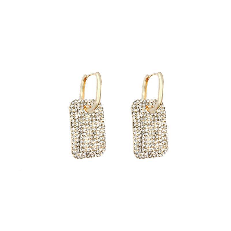 925 Silver Geometric Diamond Earrings: Exquisite Trendy Design for Women