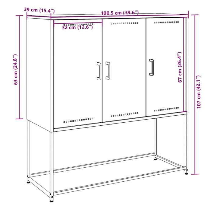 VidaXL Buffet haut blanc 100,5x39x107 cm acier, buffet, placard, armoire latérale, armoire, armoire de rangement, armoire 846541