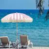 European Style Rotatable Patio Umbrella with Tassel Edge - Wooden Pole and Sunshade for Garden, Beach, Pool, and Terrace