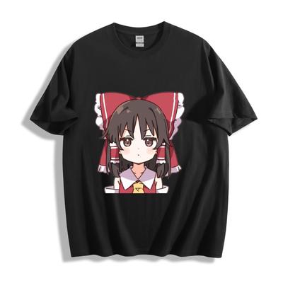 Touhou Project Reimu Hakurei T-shirt - Chibi Portret Rood Strik Ontwerp Unisex Tee
