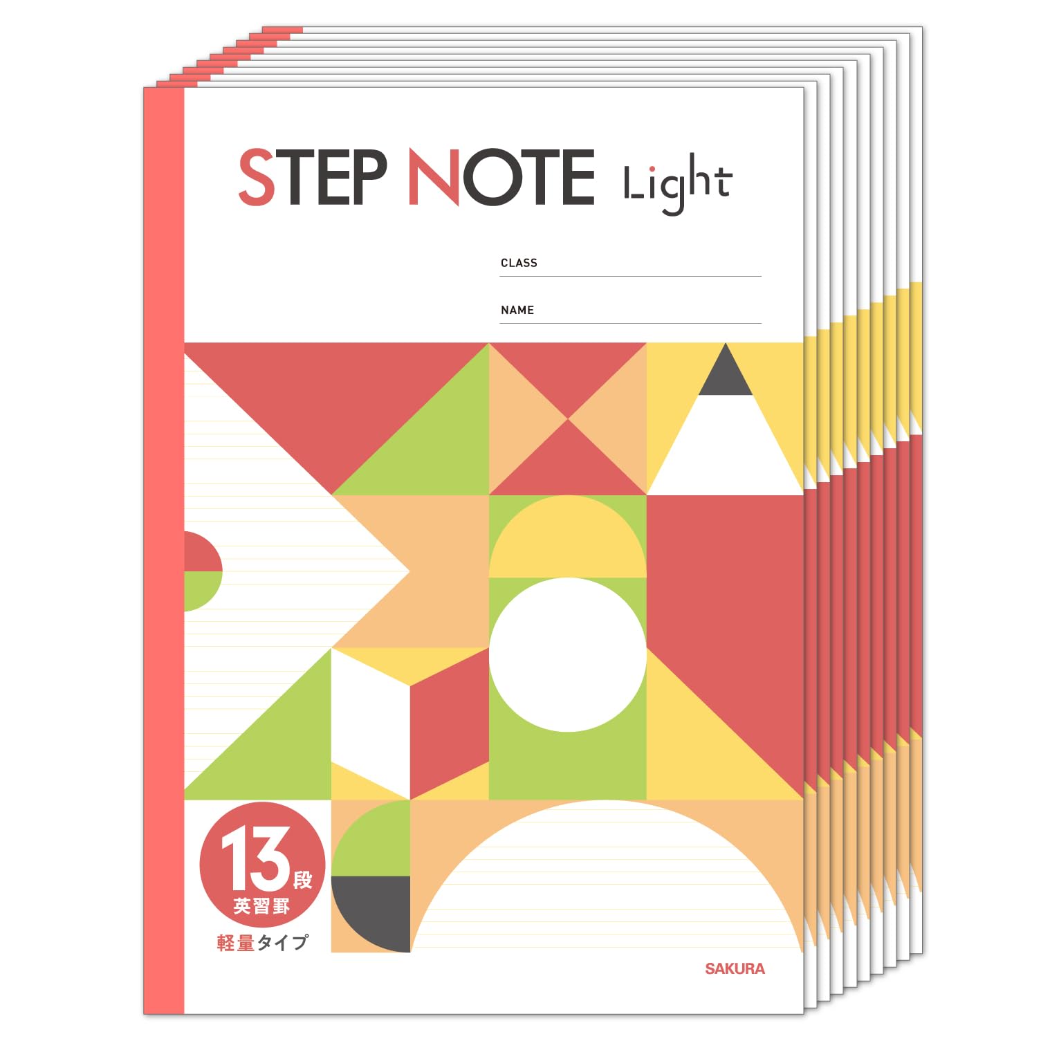 

Блокнот для учебы Sakura Step Note Light B5 Легкий Для изучения английского В линейку 13 столбцов Оранжевый Набор из 10 Cray-Pas NL193(10)