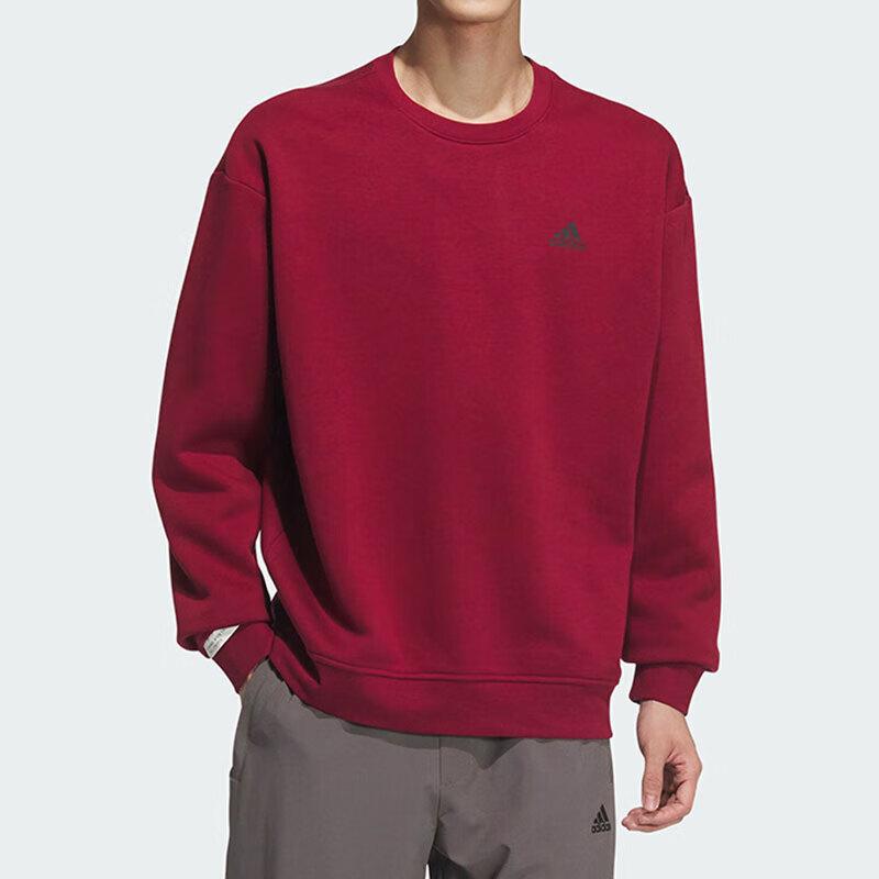 adidas Casual Crew Neck Pullover Lightweight Sports Long Sleeve Sweatshirt Unisex Sweatshirt Red JM9095