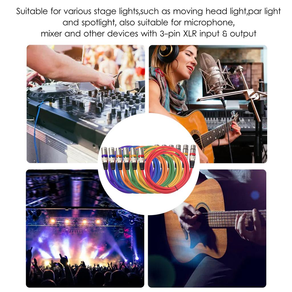6PCS Colorful XLR Mic Cables Set for Sound Mixing Stage Performance