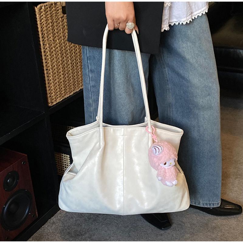 Soft Leather Tote Bag Large Capacity Solid Color Casual Shoulder Bag Minimalist Design For Work Women Lightweight Commut Handbag