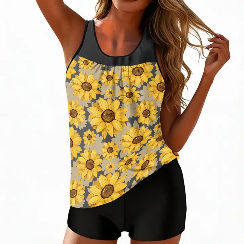 Women's Bohemian Print Split Swimsuit Sport Swimsuit