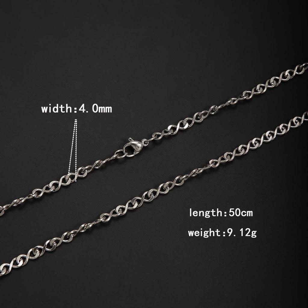 Elegant Minimalist Stainless Steel Figure-Eight Necklace - Bright Texture, Versatile Layering Chain