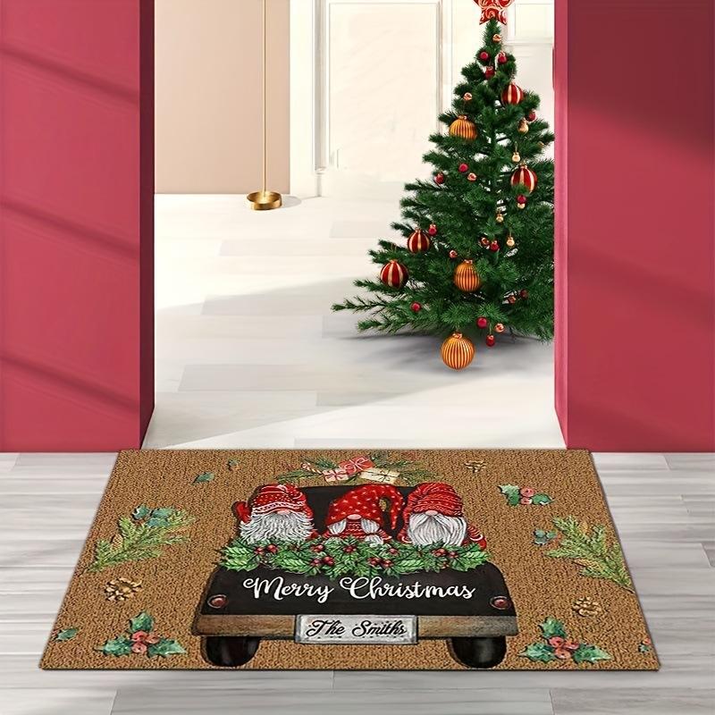 Christmas Bath Door Mat Cute Gnome Snowman Floor Mat Non Slip Area Rugs For Living Room Bathroom Home Entrance Decoration