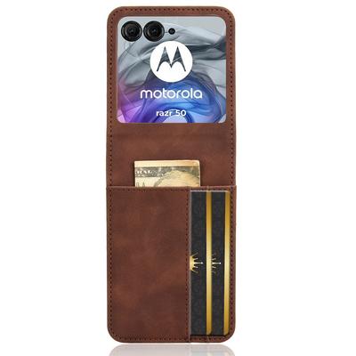 Pro Motorola Razr 50 5G/Razr 2024 5G Pouzdro Oddělitelný Design Slot na Kartu Kůže+PC Kryt na Telefon
