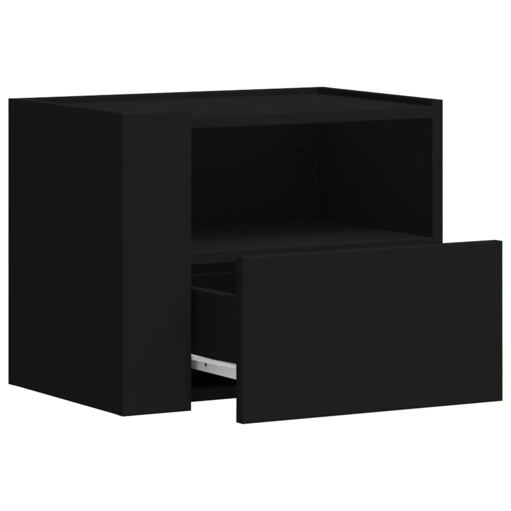 Wall Mounted Nightstands Set of 2 Black 45 x 30 x 35 cm