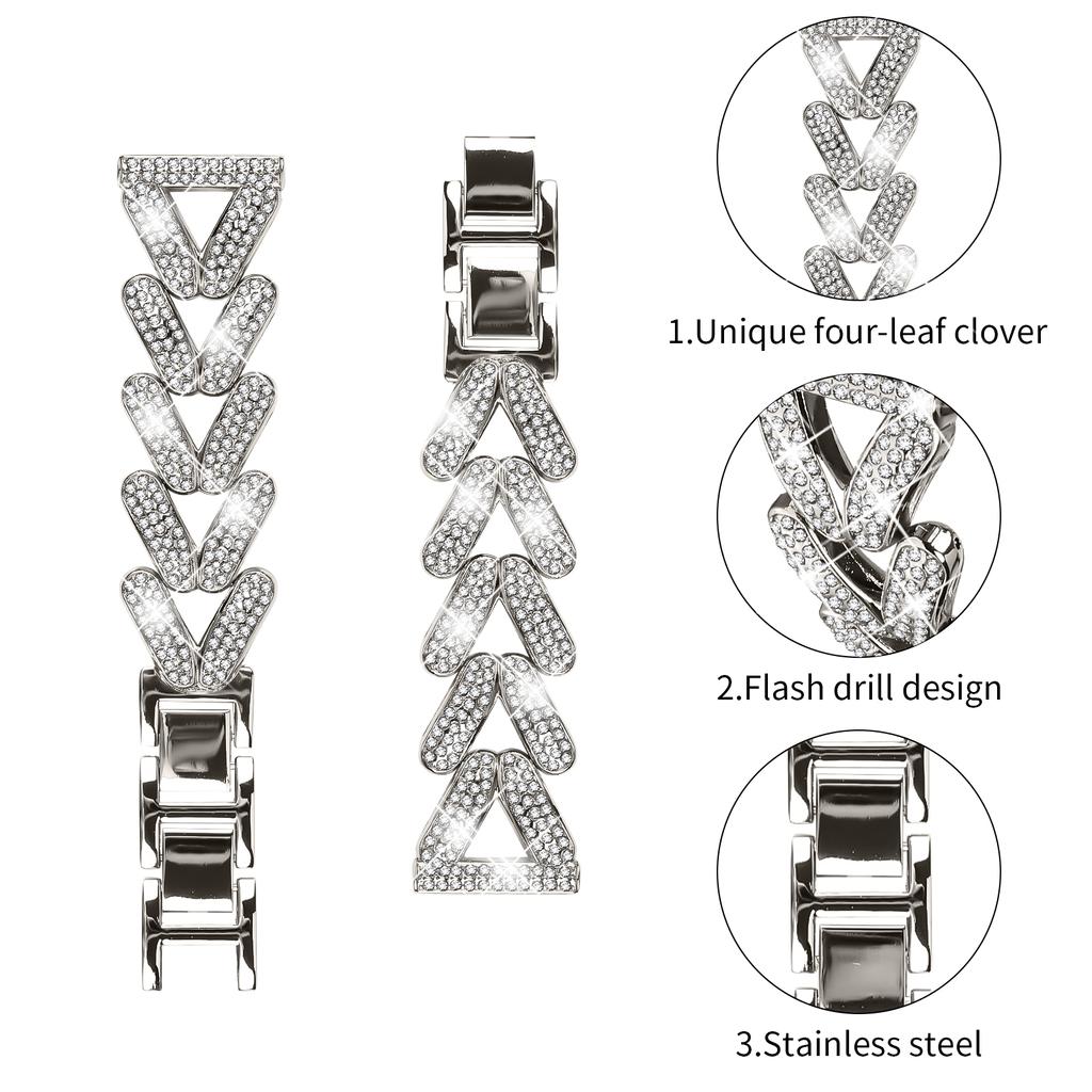 Zinc Alloy Twisted Watch Band Rhinestone Decor for Garmin Vivomove Luxe/GarminMove Luxe Watch Strap