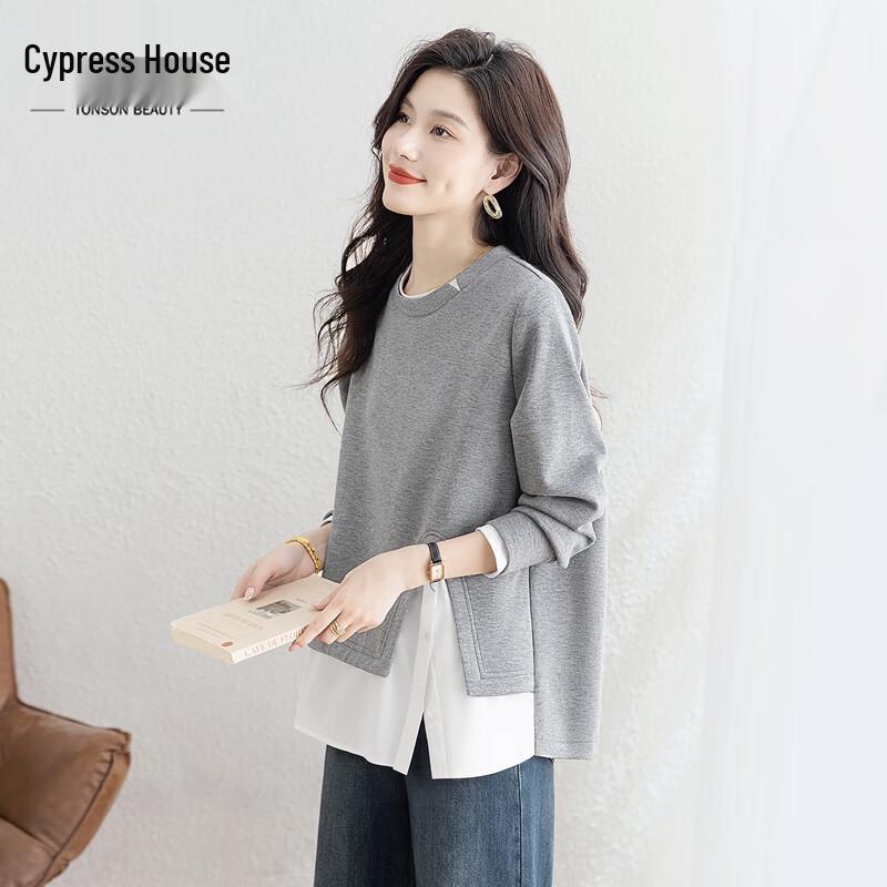 

Women s Color-block Faux Two-piece Round Neck Sweatshirt L