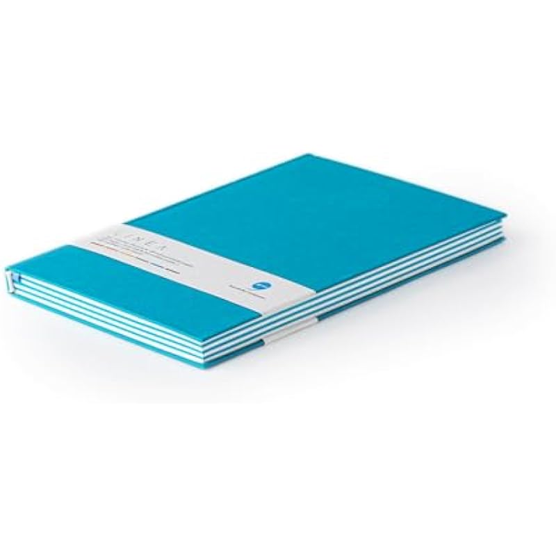 

COMMA Linea | A5 size Hard Bound Notebook | 96 Coloured & 128 Natural Shade Unruled Pages of 80gsm Paper (Aqua Blue) 5