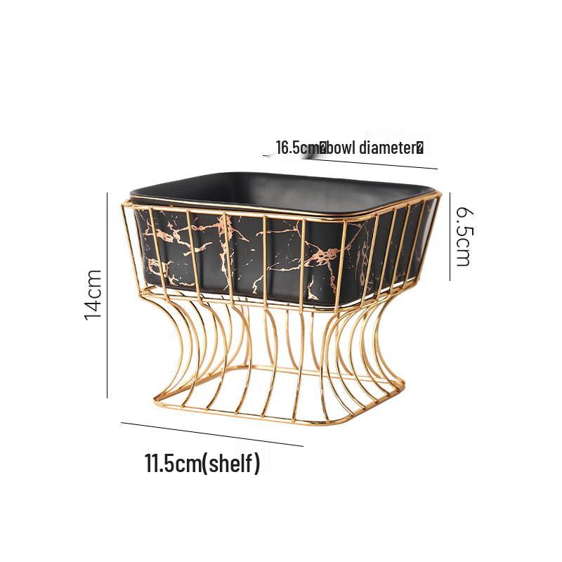 Qianxing Marble Gold Square Ceramic Salad Bowl