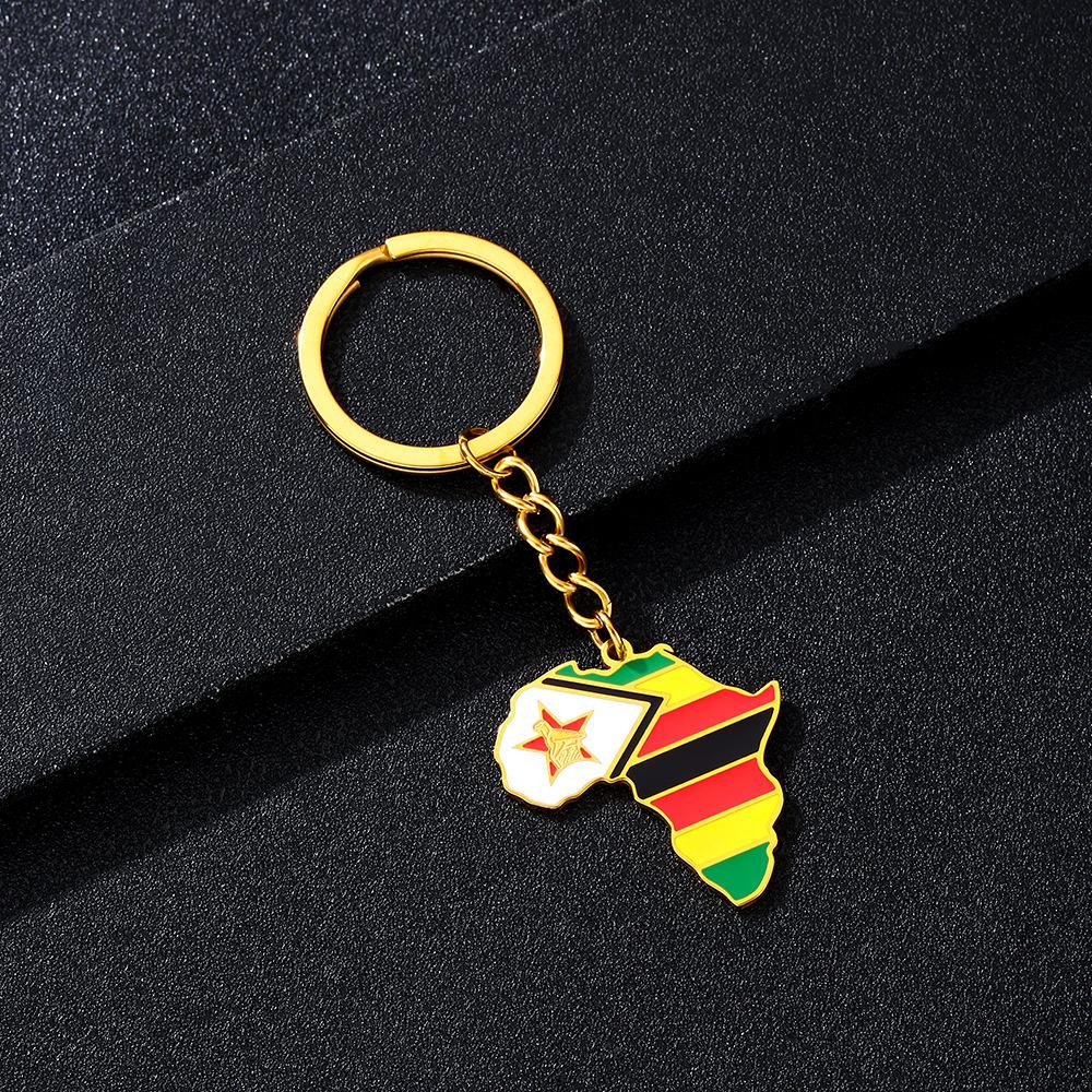 Portachiavi Premium in Acciaio Inossidabile con Ciondolo Mappa Bandiera Africa Ghana Nigeria Capo Verde Congo Uganda Regalo per Appassionati di Viaggi