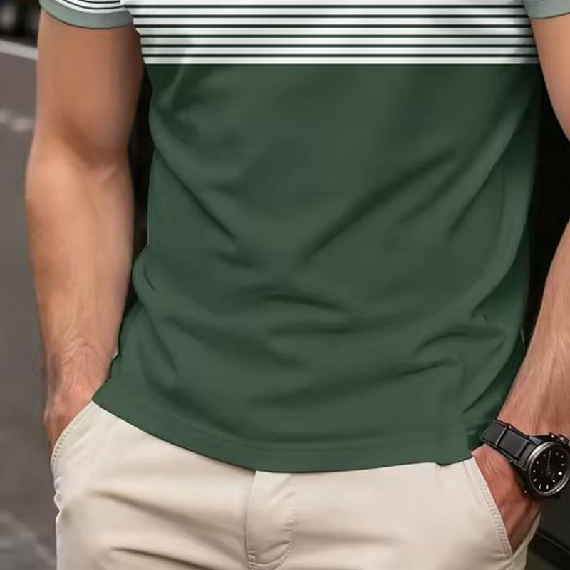 Men's Fashionable Pocket Comfortable Solid Color 3D Digital Printing Summer Outdoor Wear Europe United Popular Polo Shirt