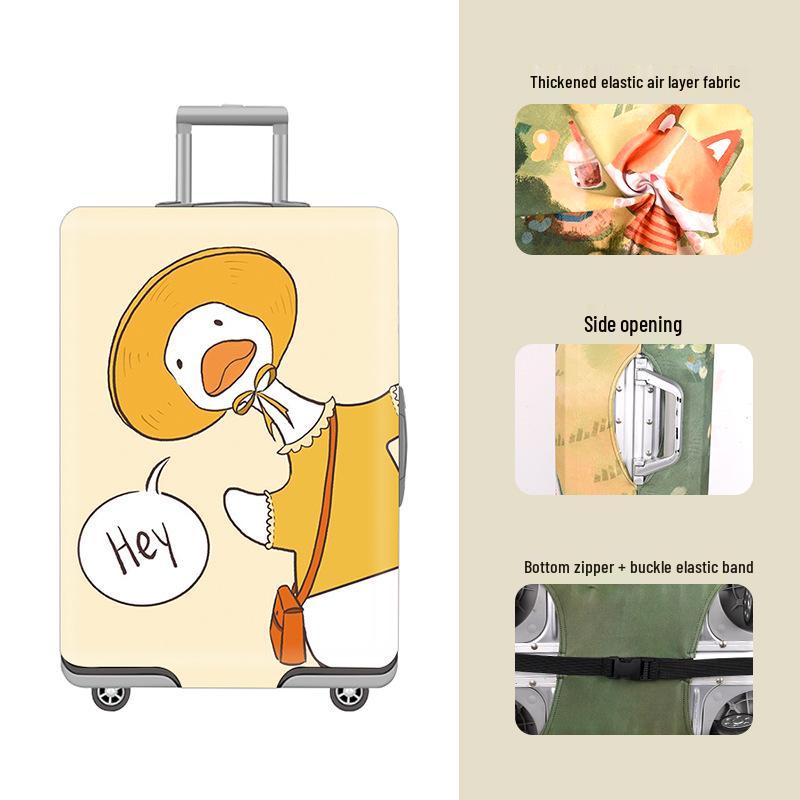 Elastic Zippered Travel Suitcase Protective Cover - Durable, Printed, and Wear-Resistant